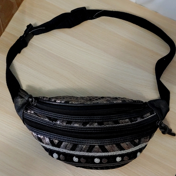 ICING Faux Leather Sequined Fanny Pack. - Picture 2 of 6